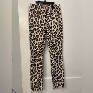 MOTHER High-Waist Looker Ankle Fray Leopard Skinny Jeans in Touch of Tiger 24